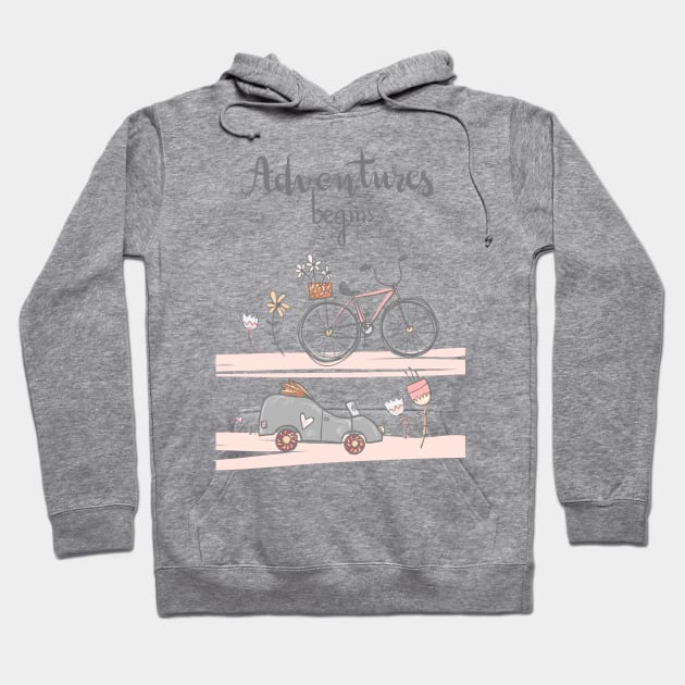 Adventure Begins Hoodie by LaarniGallery